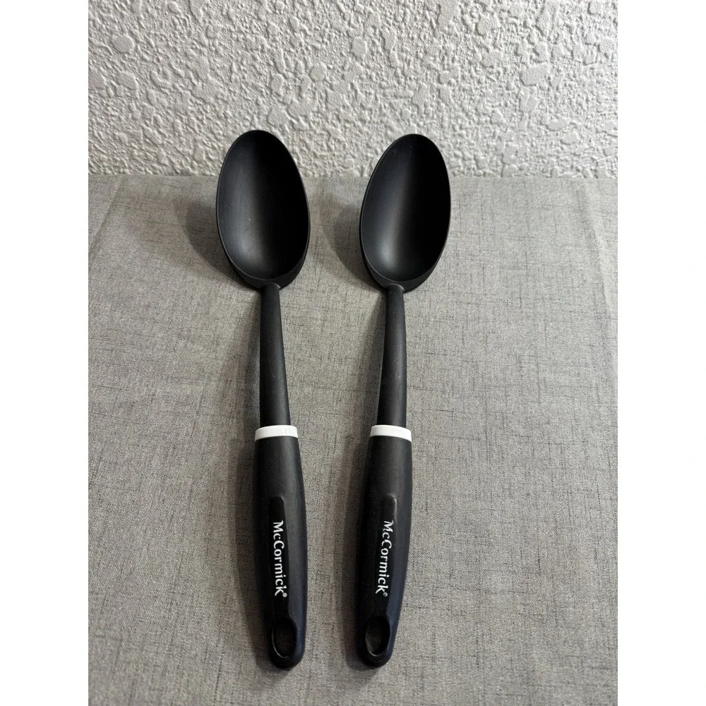 McCormick Black Kitchen Utensil 2 Piece Set Solid Spoons